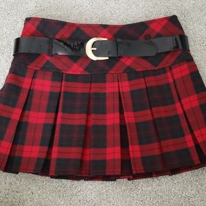 Black and Red Plaid Mini Skirt Goth Punk